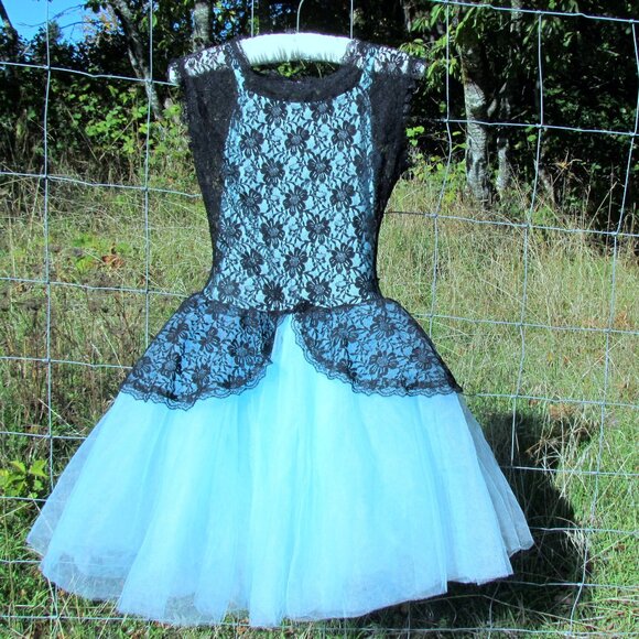 TUTU DRESS, XS-S, AQUA w BLACK LACE REVOLUTION DANCEWEAR BALLERINA, PERFORMANCE - Picture 3 of 8